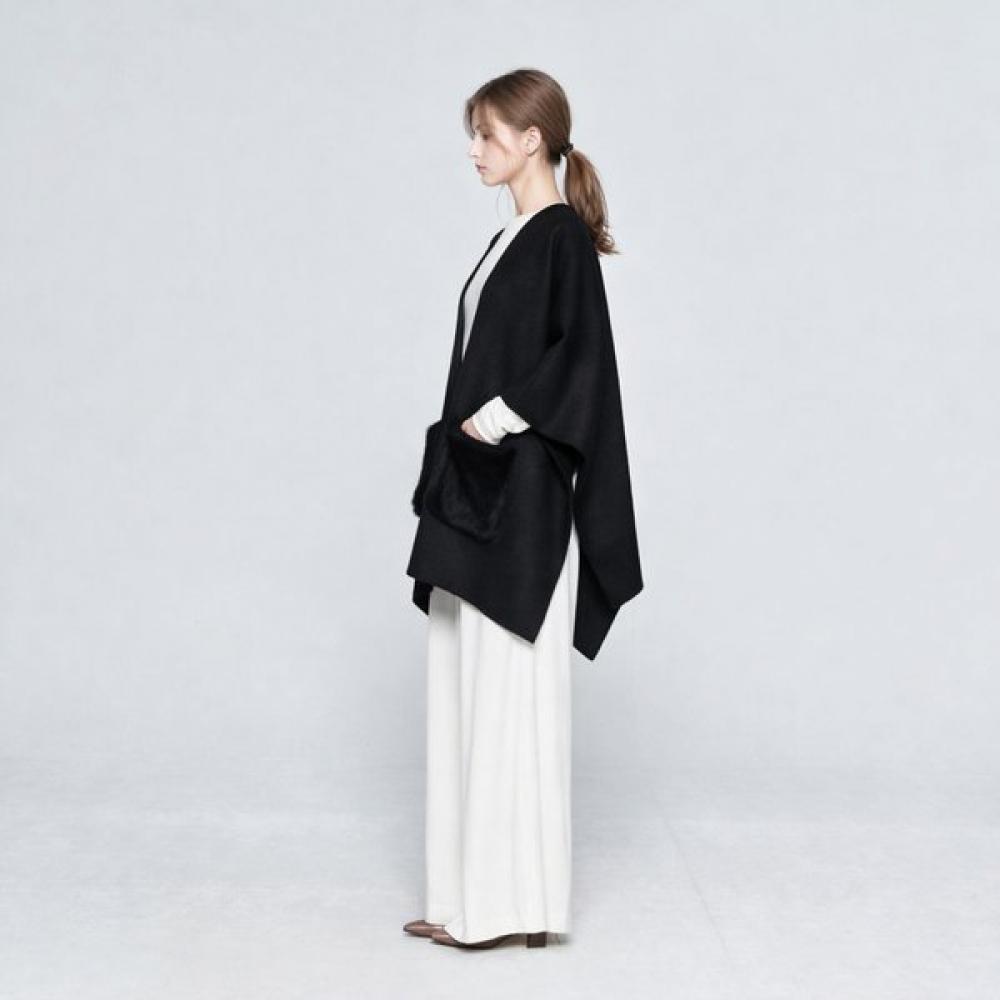 Mink Pocket Wool Cape Bk 15070ss