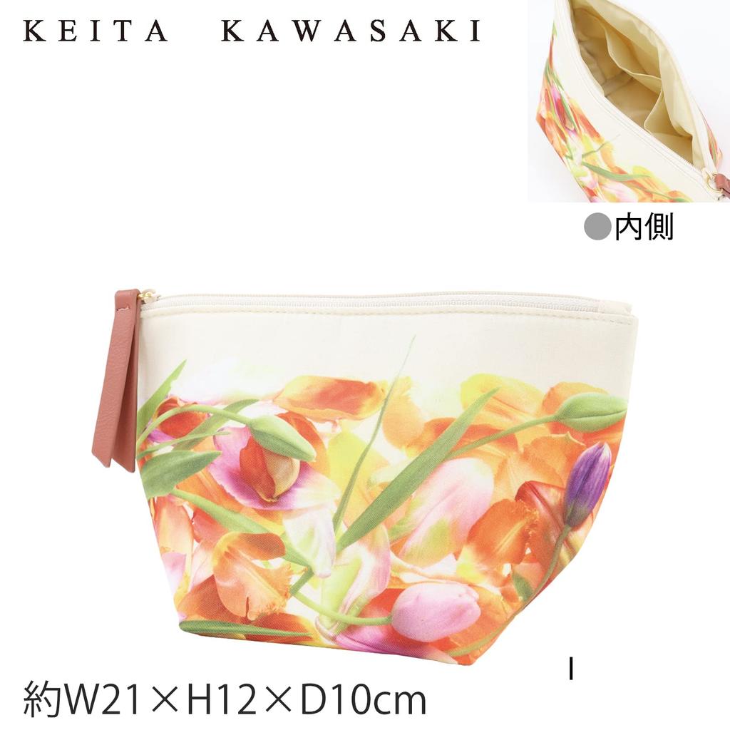 Kawashima Selkon KEITA KAWASAKI Tulip W21 X H12 X Elegant Floral Design Pouch, IV, Ivory, D10cm, GF1386,