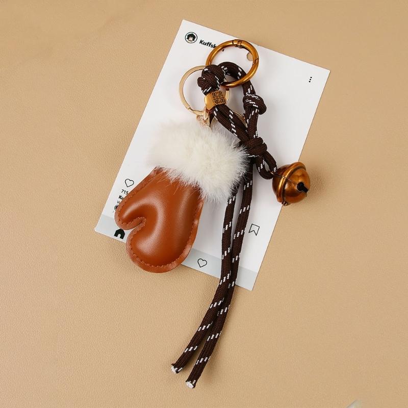 Süßer Taschenanhänger Schlüsselanhänger Glöckchen Handschuhe Geflochtenes Seil Schlüsselanhänger Taschenanhänger für Rucksack Handtasche Handtaschen-Dekoration