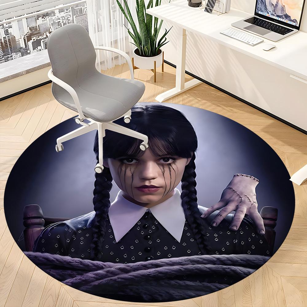 1PC Wednesday Office Round Rug, Non-slip, Soft and Durable Office Rug for Interior Decoration, Perfect for Office, Beautiful Decoration