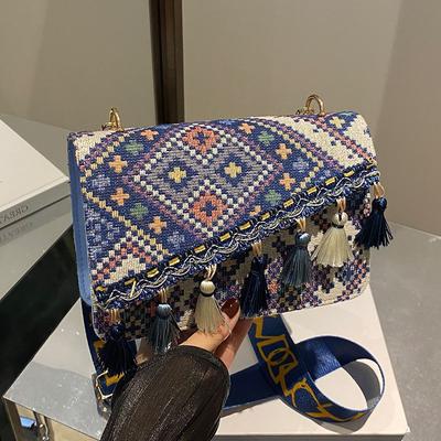 Fashion Bohemian Style Bag, New Wide Shoulder Strap Crossbody Bag, Tassel Bag Fashion Hundred Shoulder Bag