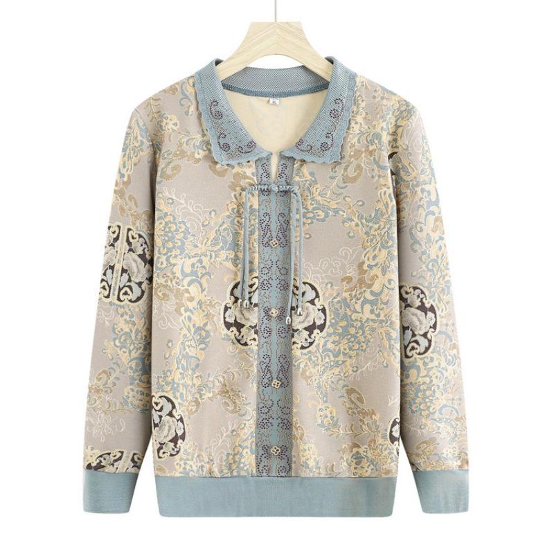 

Мама осенний топ для женщин среднего возраста весенне-осенняя рубашка рубашка с длинным рукавом женская 5XL светло-зеленый