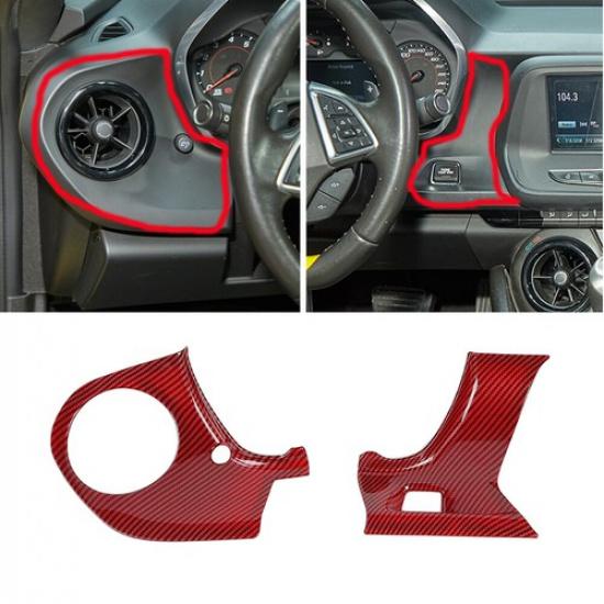 Red Carbon Center Console Dashboard Panel Cover Trim for Chevrolet Camaro 2016+