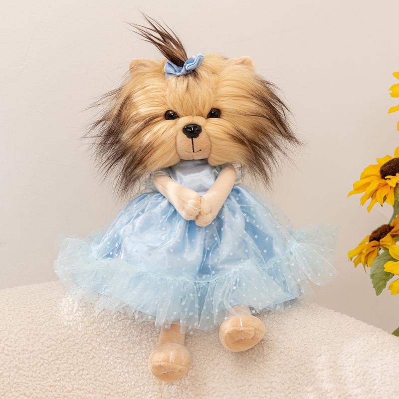 Levensechte Yorkshire Terriër Koppel Pluche Speelgoed Realistische Simulatie Gevuld Hond Hoge Kwaliteit Pluizige Huisdier Puppy Poppen Voor Alle Leeftijden 28cm beige