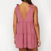 Women's Summer Plaid Flowing Dress Strappy Sleeveless Beach Holiday Dress