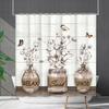 Bathroom Waterproof Curtain Digital Printing Plant Vase Shower Curtain Non-Punching Toilet Partition Curtain Shower Cloth