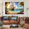 Beach Island Pirate Ship Background Photo Props, Party Home Decor, Party Wall Decor, Birthday Party Background Decor