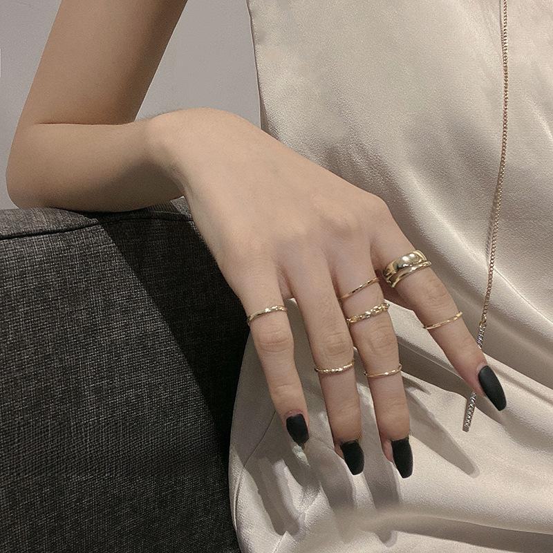 Korean Geometric Ring Set: Trendy Fashion for Index & Pinky Fingers