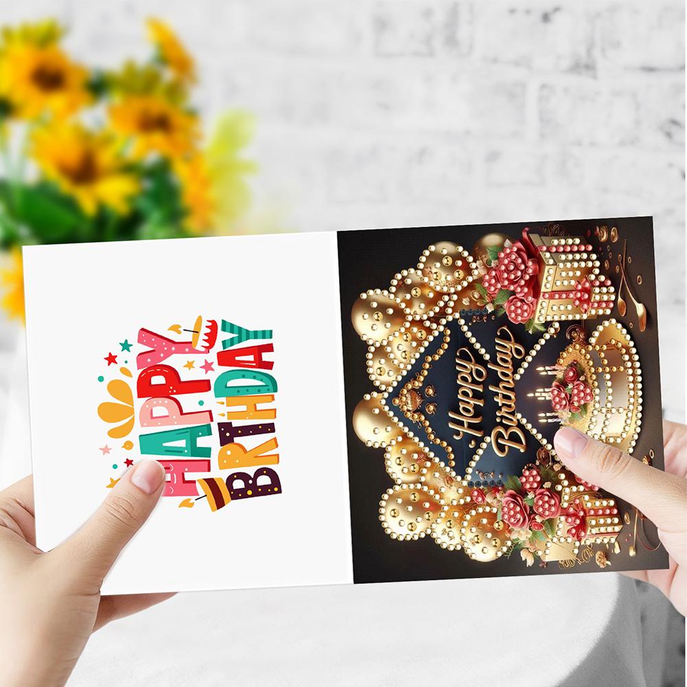 10pcs DIY Diamond Painting Greeting Card Set Birthday Pattern Diamond Art Greeting Cards for Birthdays Thanksgiving and Holidays