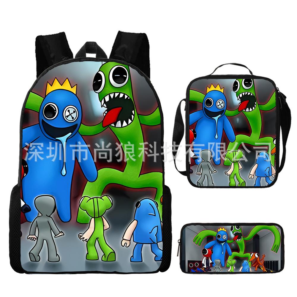 Rainbow Friends Rainbow Friends Student School Bag Digital Printed Oxford Cloth Backpack Satchel Pencil Case
