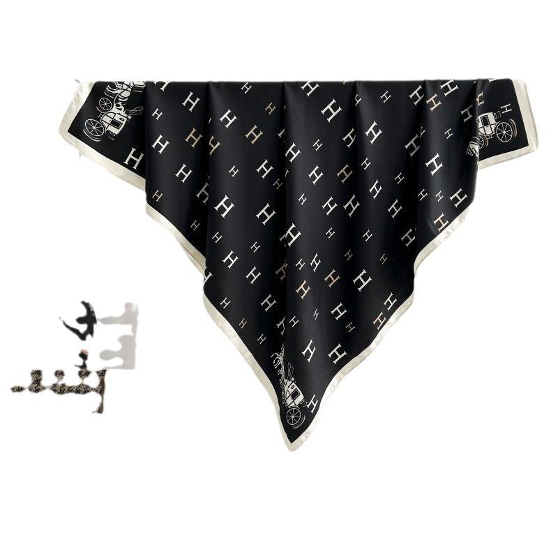 Letra Estampada Seda Imitada de Alta Qualidade Lenço de Seda Twill Decorativo Feminino