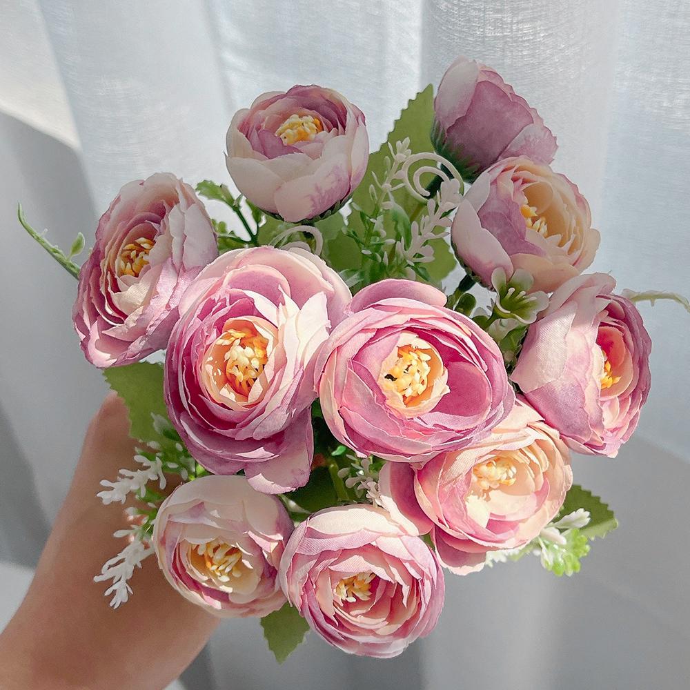 10Heads Rose Bouquet 30cm Artificial Flowers Living Room Room Decoration Party Bridal Wedding Decor DIY Christmas Handicrafts
