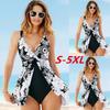 Women Sexy Plus Size One Piece Swimsuit Dress Printing Floral Swimwear Two Bathing Suit