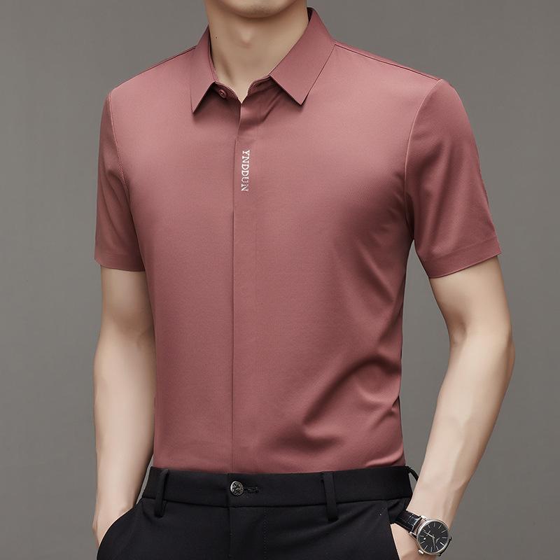 Рубашка с коротким рукавом мужская тонкая негладкая рубашка корейская деловая — фото 8