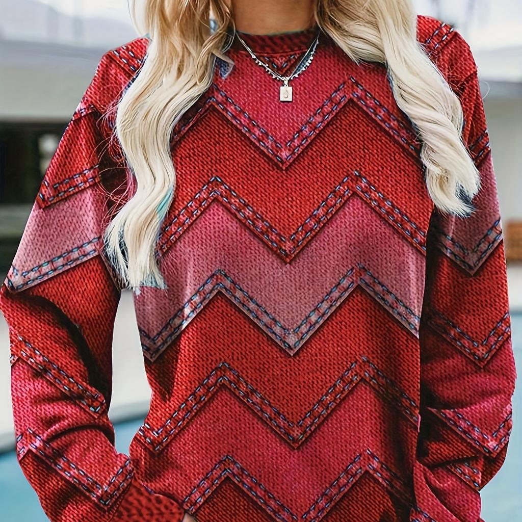 Mode Damtröja Randig Tryckt Huva Lös Topp