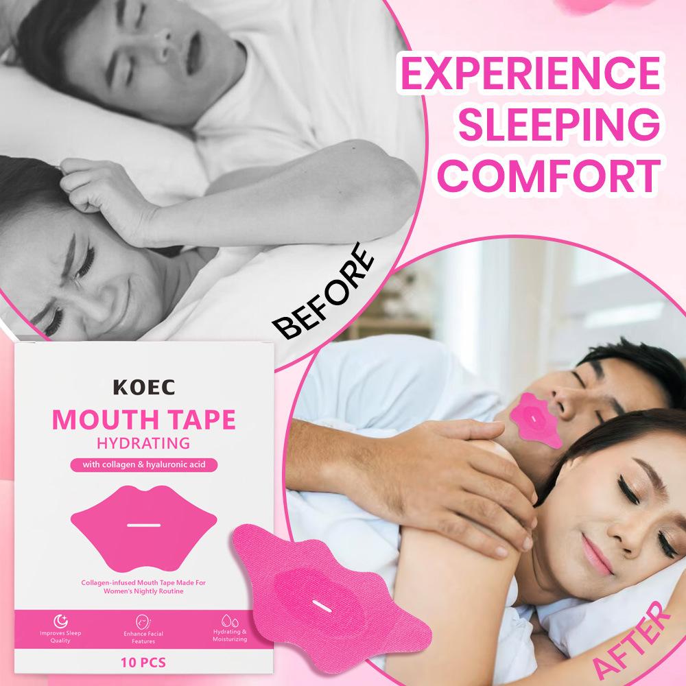 KOEC Hydrating Sleep Mouth Tape 10pc Lip Patch for Moisture Lock, Breathable Nighttime Lip Care