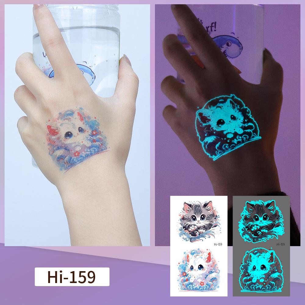 Rikalong Blaue Leuchtende Tattoo-Aufkleber: Niedliche Tierdesigns für Haustiere & Festivals