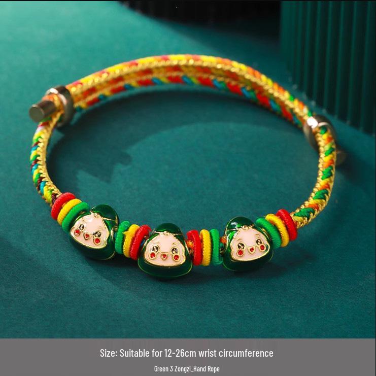 Five-Colored Dragon Boat Festival Zongzi Bracelet - Handmade Red Rope for Men, Women, Children, Baby Gifts