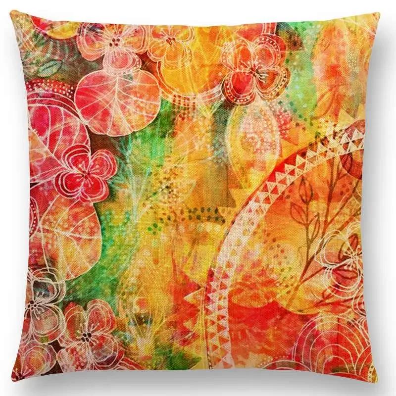 

Сон бабочки Любовь Цветы Диван Наволочка Душа Сердце Тюльпан Золотые Круги Цветочный Витраж Красочная Наволочка 66x66cm золотистый