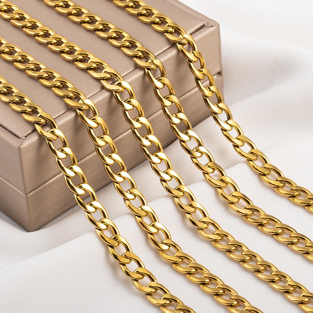 1Meter 2Meter 3mm 5mm 7mm Stainless Steel Curb Cuban Chains Bulk DIY Necklace Bracelet Anklet Jewelry Making Accessory Supplies