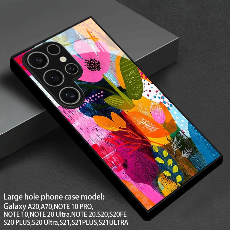 Floral Patchwork Pattern 2D Phone Case for Samsung S26 S25 S24 S23 S22 S21 S20 A56 A55 A36 Tempered Glass Protective Cover