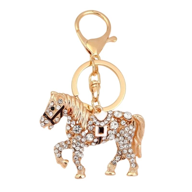 

Multi Functional Alloy Horse Keychain Rhinestones Purse Accessory 2026 Year Chinese Zodiacal Horse Vintage Look