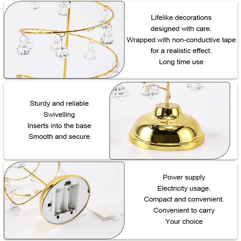 Lampa stołowa LED Crystal Christmas Tree na baterie, nowoczesna dekoracja biurka, sypialnia, salon, choinki, prezent na Nowy Rok