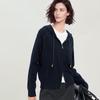 Sancai Women's Casual Hooded Zipper Knit Cardigan