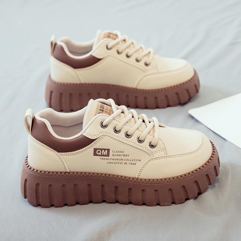 

Женские весенние белые кроссовки 2025 - Новая толстая подошва, платформа, увеличивающая рост, мягкая подошва, обувь в стиле мама XQ229 39 бежевый