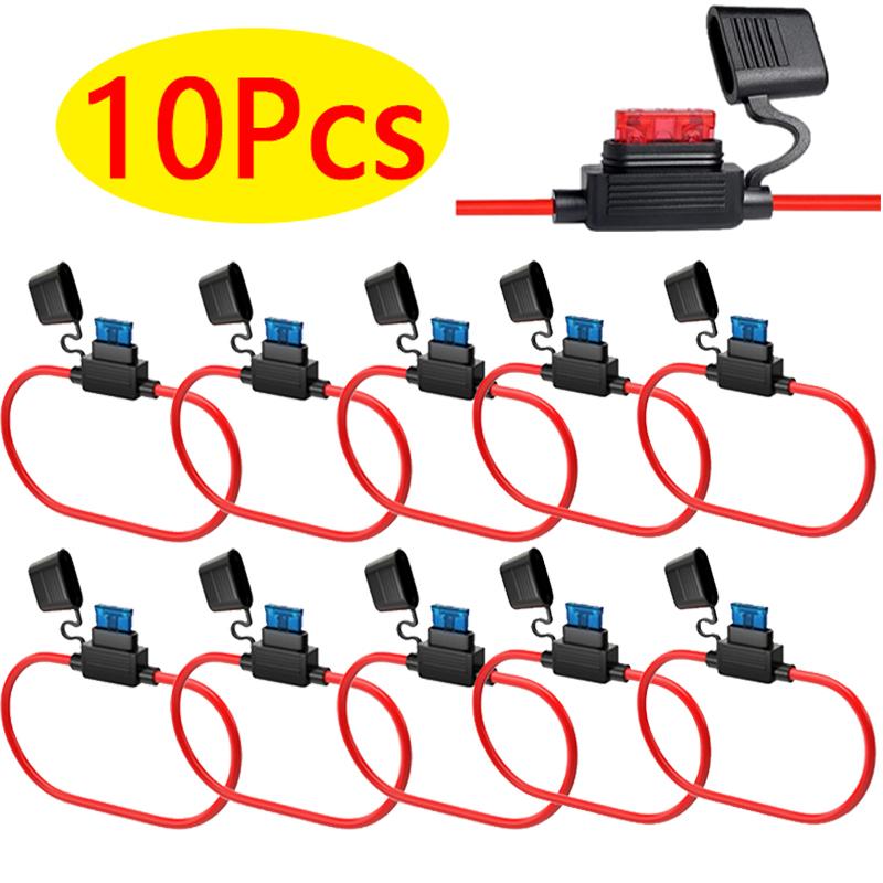 5/10pcs In Line Car Mini Blade Adapter Fuse Holder Splash-proof for 12V Wire Cutoff Switch Socket Damp Proof Splash Fuse Holders1