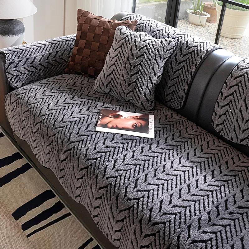 Thicken Alien Plush Sofa Covers For Living Room Winter Warm Sofa Mat Soft Universal Anti-slip Couch Protector Towel Home Decor