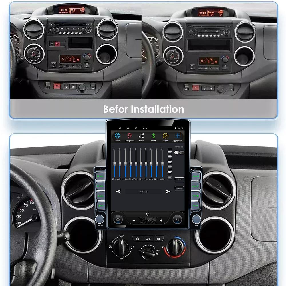 9,7" Vertikální Styl Tesla Obrazovka Android Autorádio Pro Citroen Berlingo 2 B9 2008-2019 GPS Navigace Multimediální Přehrávač 2din