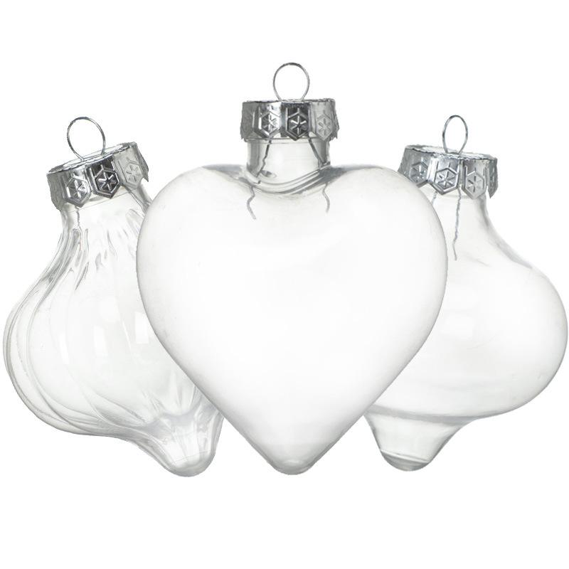 12X Clear Plastic Balls Flat Christmas Baubles Fillable Xmas Tree Ornament Decor