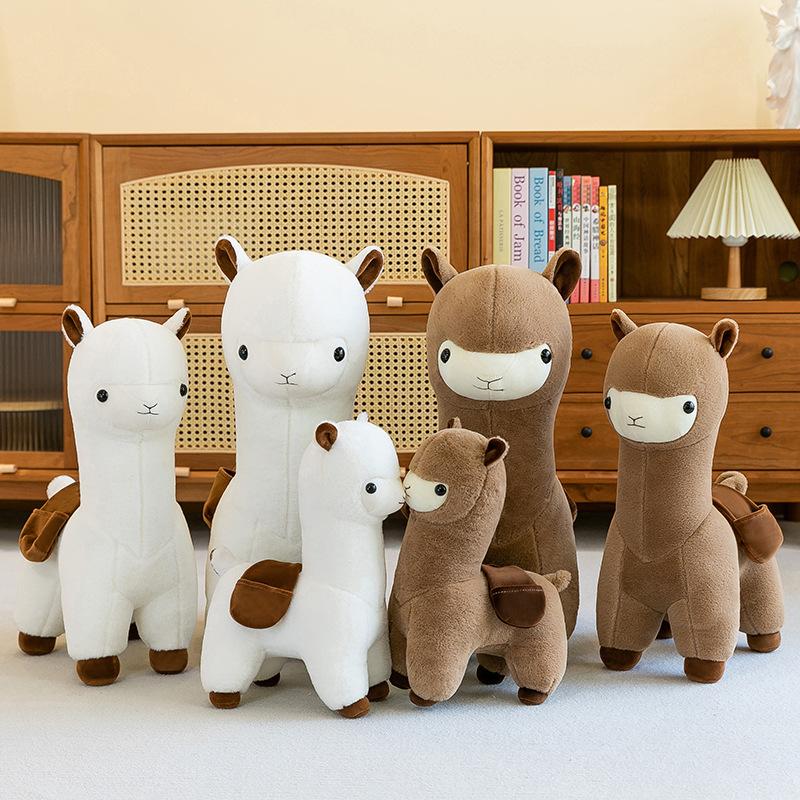 Cute Traveling Alpaca Doll Plush Toy Girl Bed Sleeping Doll Warm Heart Accompany Girlfriend Birthday Gift