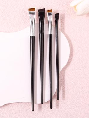 4 Pcs Ultra-thin Bevel Edge Eyeliner Brush Sleeper Silkworm Brush Fine Eyeliner Eyebrow Brush Portable Travel Makeup Tool