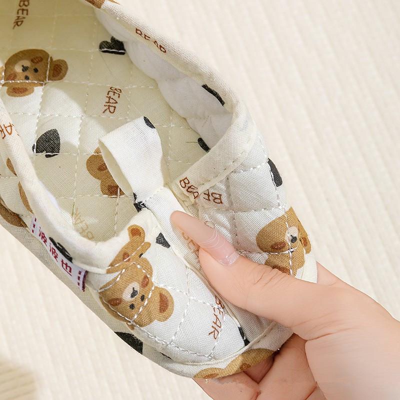 Breathable Soft Sole Non-Slip Cotton Slippers for Maternity Confinement, Closed Heel, Thin Style for Wood Floors