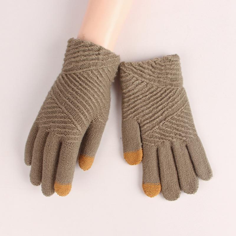 

Women s Winter Knitted Touchscreen Warm Student Gloves Fashion Cold Proof Wool Finger Gloves хаки