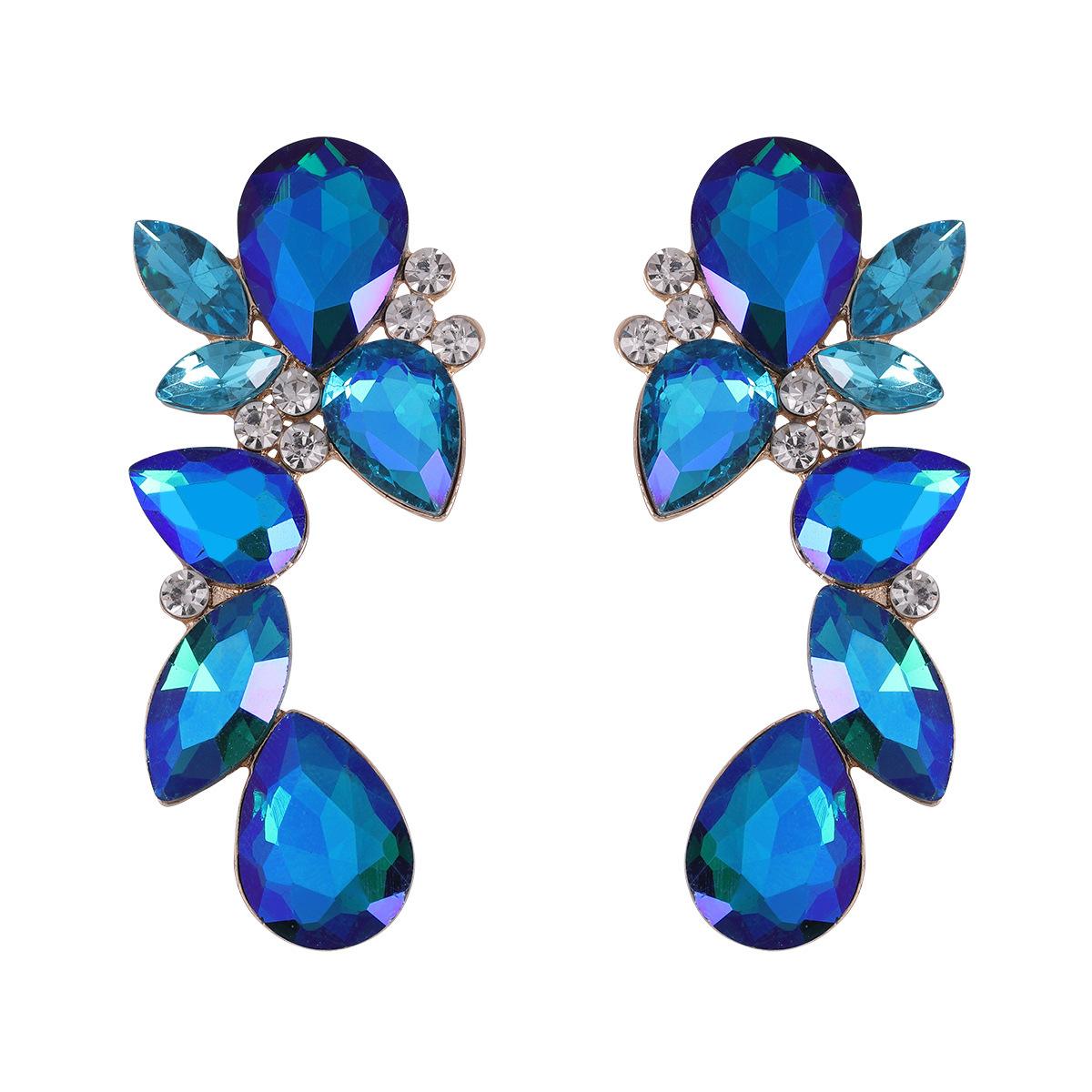 

Серьги в форме капли с драгоценными камнями, роскошные стеклянные серьги с бриллиантами, свадебные украшения синий