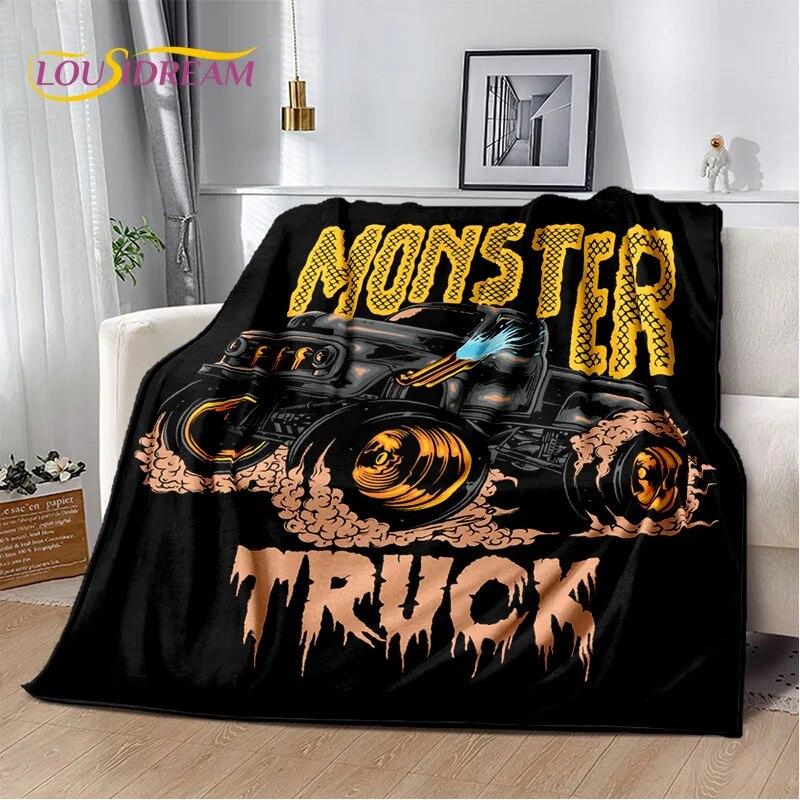 Cartoon Monster Jam 3D Monster Truck Blanket,Soft Throw Blanket for Home Bedroom Bed Sofa Picnic Travel Office Cover Blanket Kid