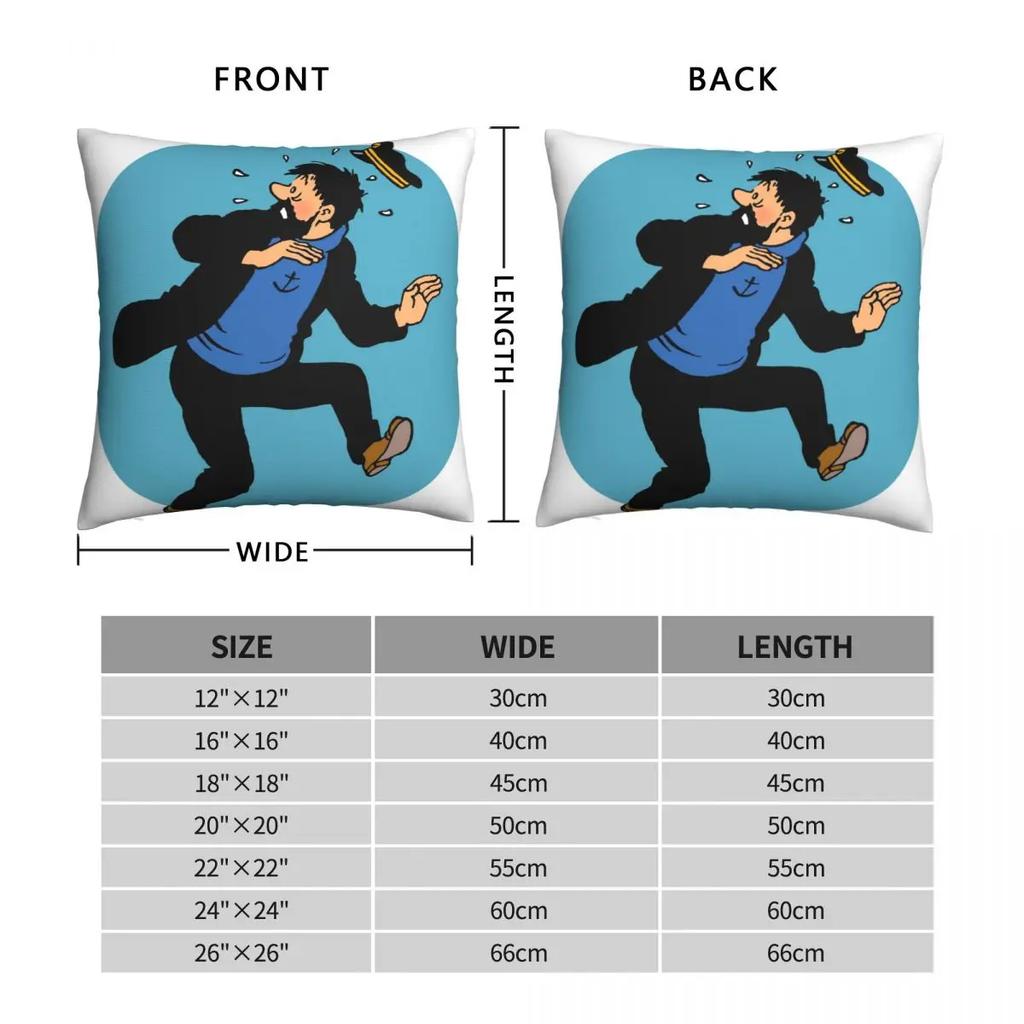 Captain Haddock Polyester Cushion Cover Adventures of TinT Fantasy Comics Home Car Decorative Washable Cojines Decorativos