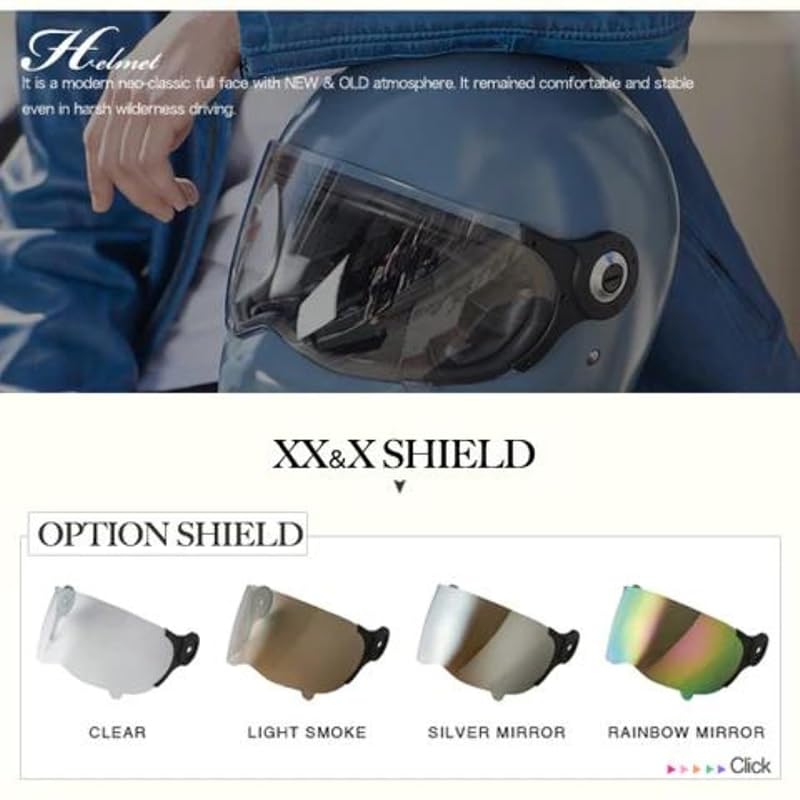 [RIDEZ] SHIELD Silver Mirror 99% UV Cut Shield Mirror for X Helmets and XX Helmets (Motorcycle)