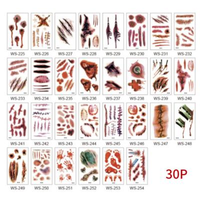 EHome&Go Halloween Party Wound Tattoo Sticker Henna Tattoo Zombie Copycat Makeup, 30 Pieces