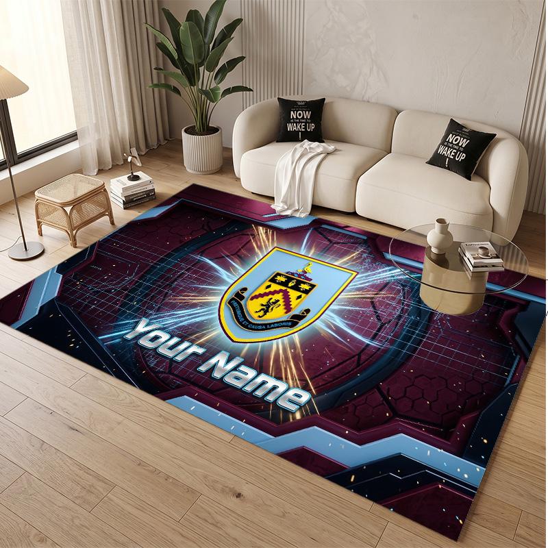 Personalized Crystal Velvet Carpet Burnley Football Pattern Non Slip Floor Rug