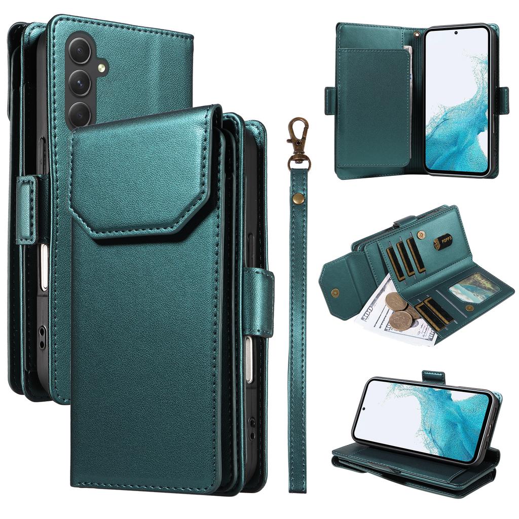 For Samsung Galaxy A54 5G Case with Multi-Card Holder and Strap PU Leather Phone Cover Stand