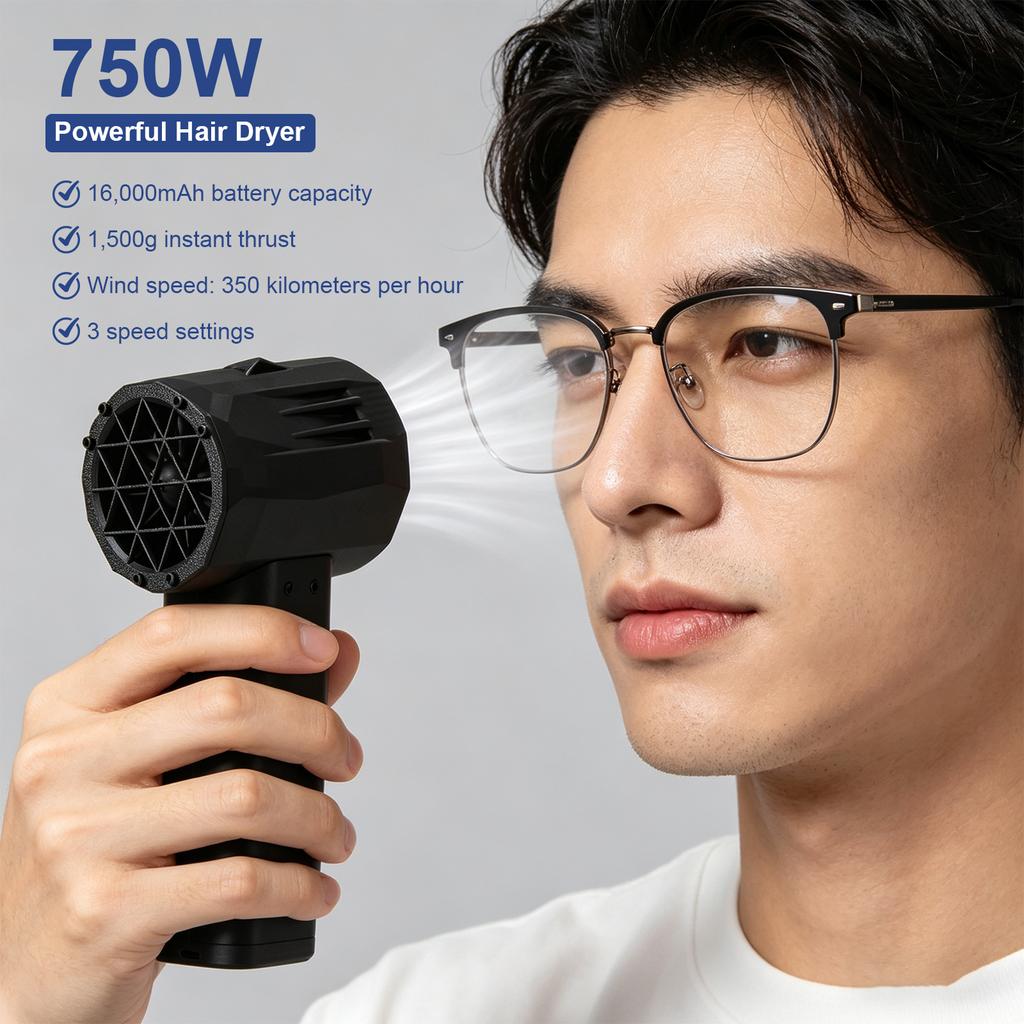 Powerful Mini Jet Turbo Fan 3 Speed Rechargeable Violent Turbo Fans TYPE-C Charging Cordless Leaf Blower for Home Office Desktop