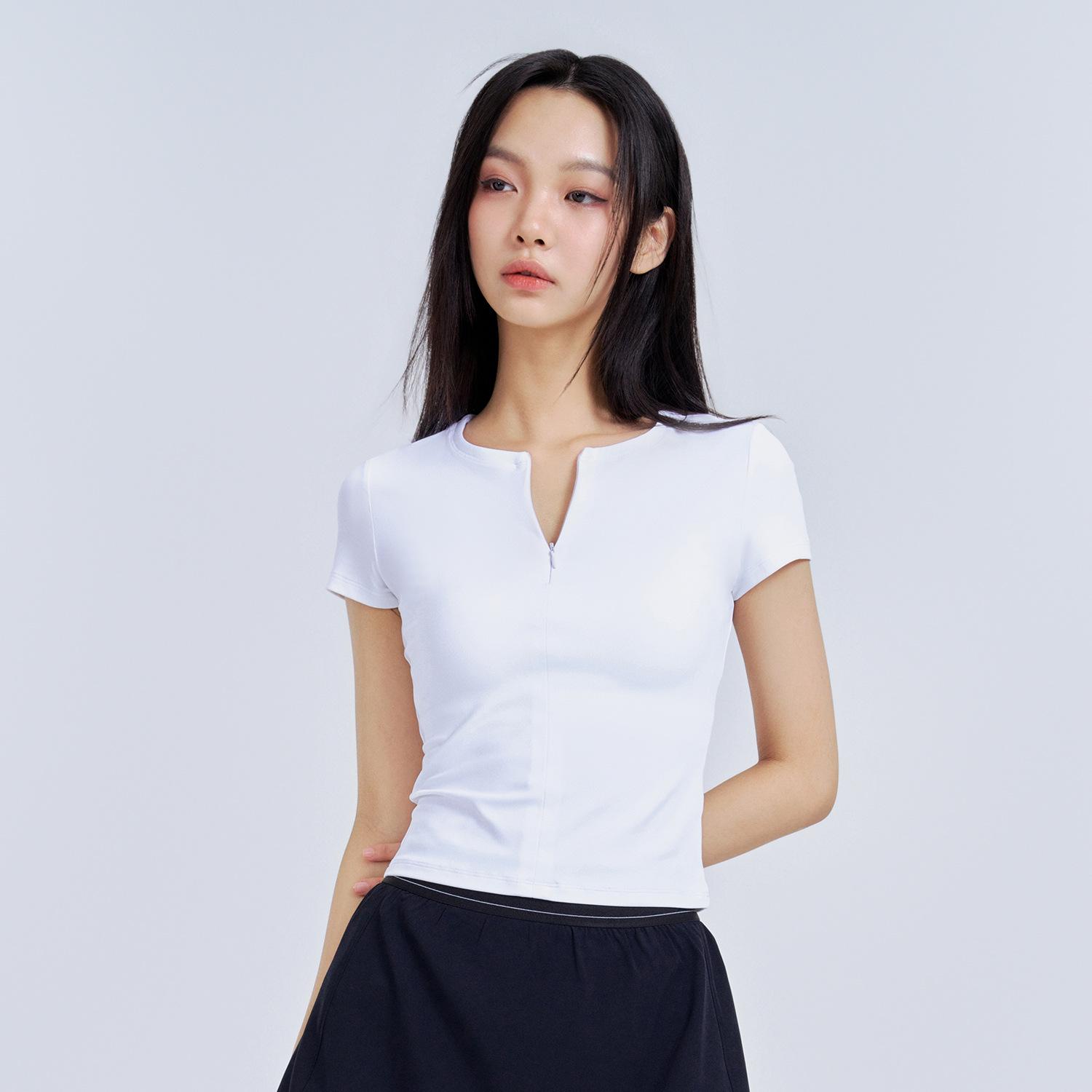 

Женская футболка Huanpan с коротким рукавом для занятий йогой и фитнесом - стильная одежда для фитнеса L