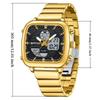 Men's Fashion Digital Square Watch Stainless Steel Multi Functional Stopwatch LED Backlight Date Waterproof Casual Men's Simulated Watch