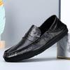 Genuine Leather Men's Slip-On Driving Shoes Breathable Loafers Men's Casual Hollow Shoes Round Toe Sole Comfortable Loafers Men