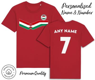 Camiseta de Franjas Hungría 2024 Nombre y Número Personalizados Adultos Niños Bebé, Fútbol Euro