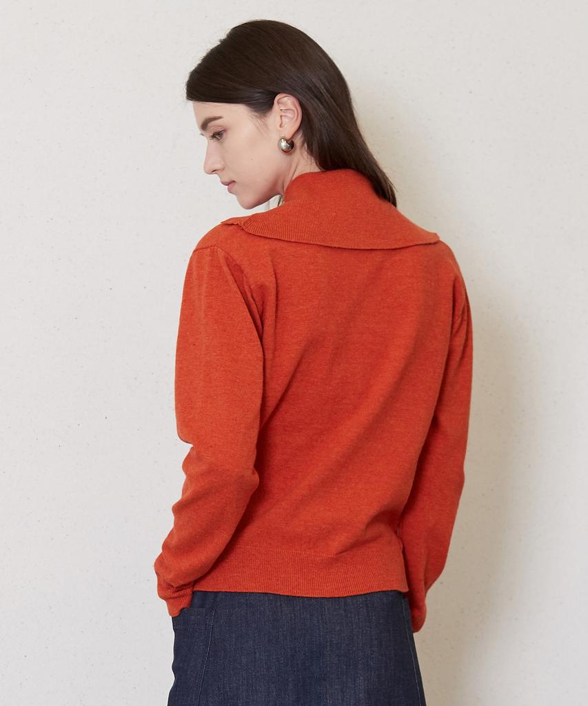JUN BY JUN K 5-Button Placket Knit Top_Orange